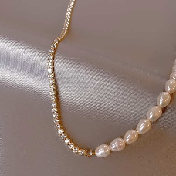 Nwt gold filled necklace with fresh water pearls real - Picture 2 of 4